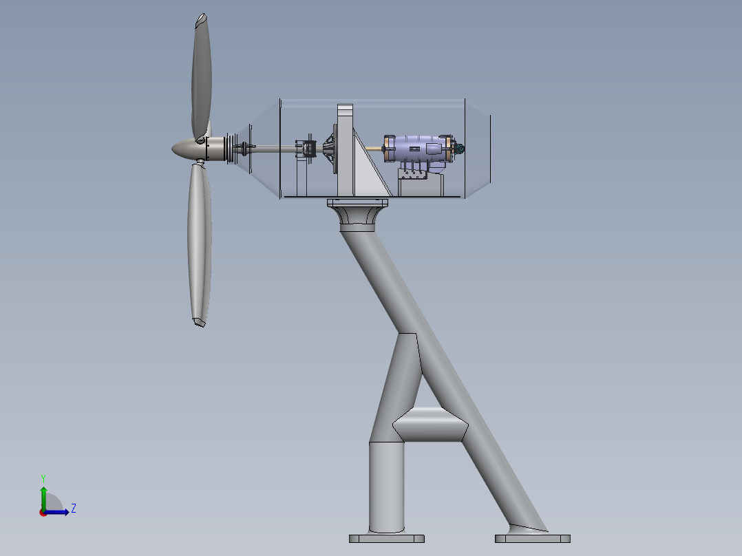 潮流涡轮机左视图
