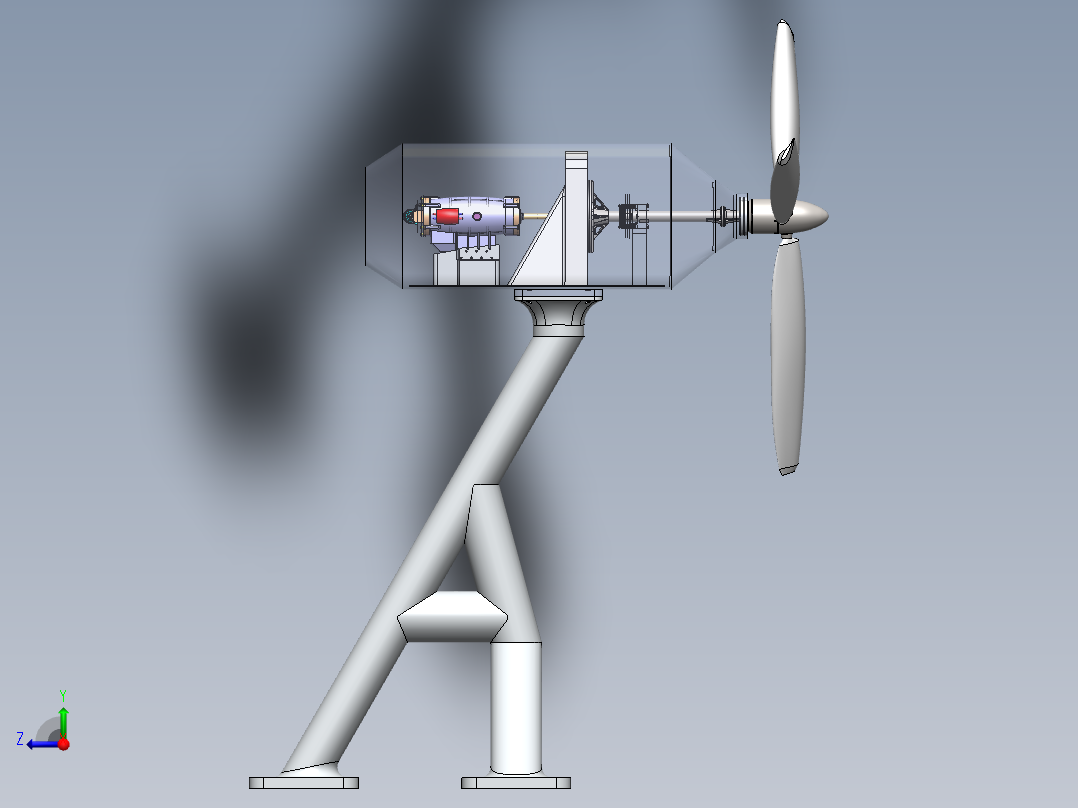 潮流涡轮机右视图