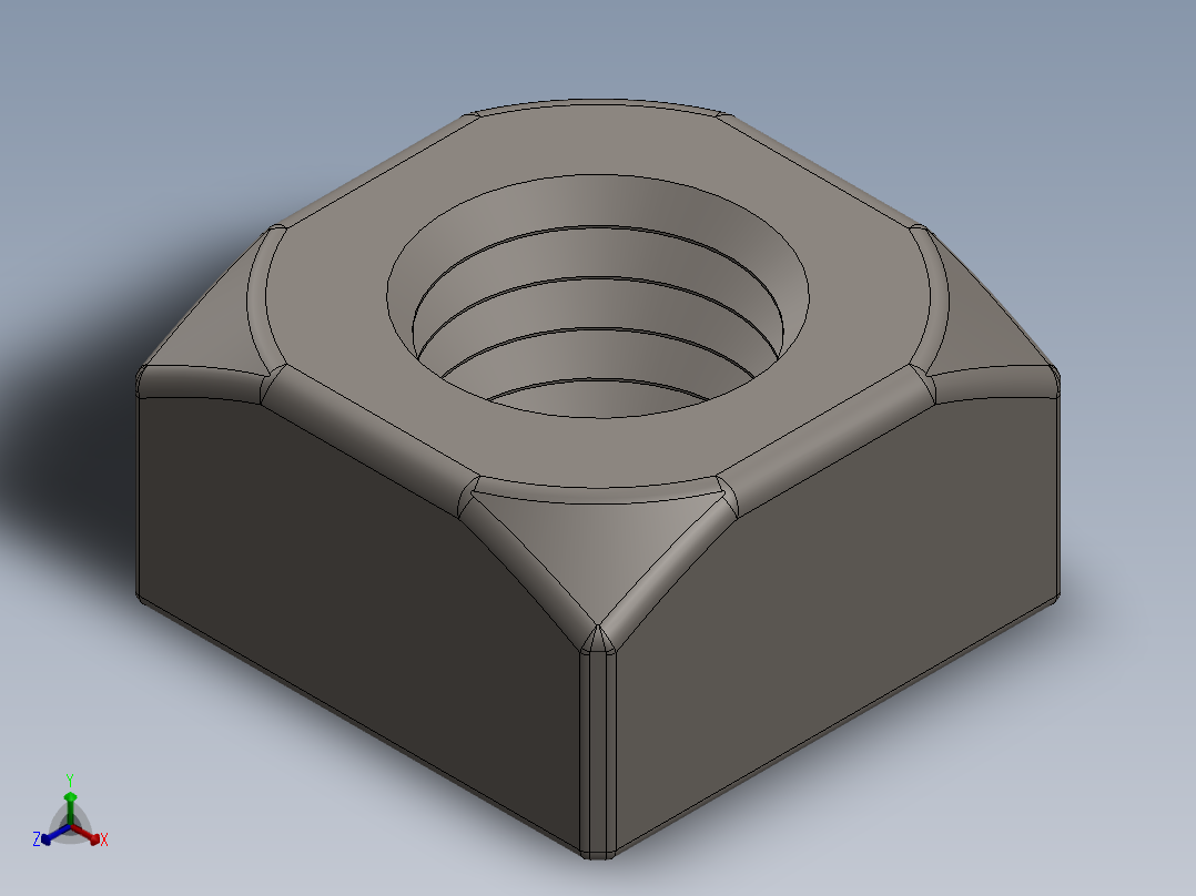 紧固件-Raw Steel SqNut 0.6250正等轴测图