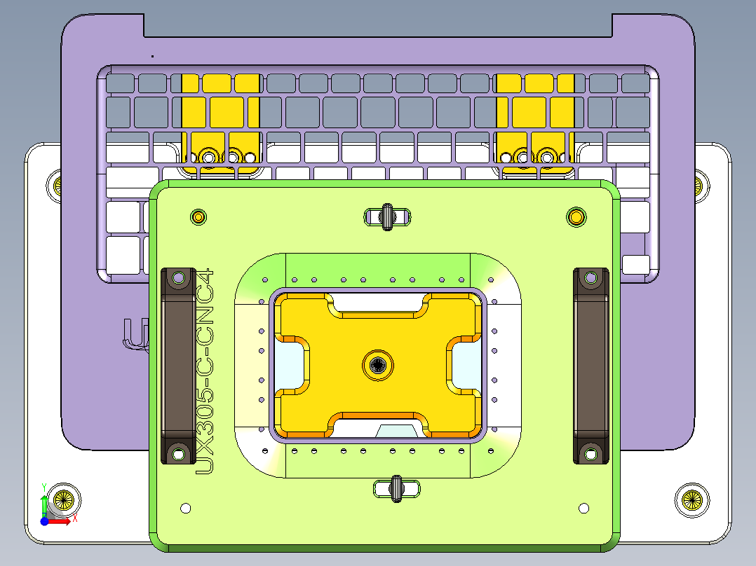 UX305-C-笔记本CNC工装夹具三维模型CNC4前视图