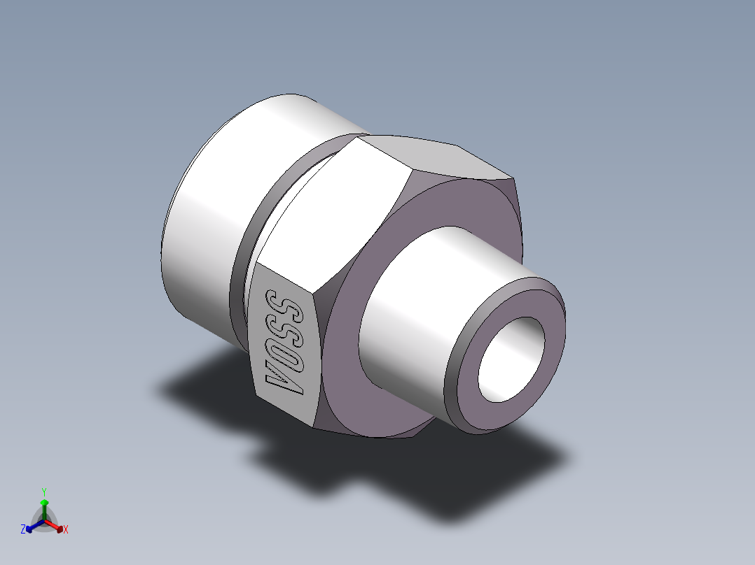 英制锥管螺纹直接头、1DT-24-06SP正等轴测图