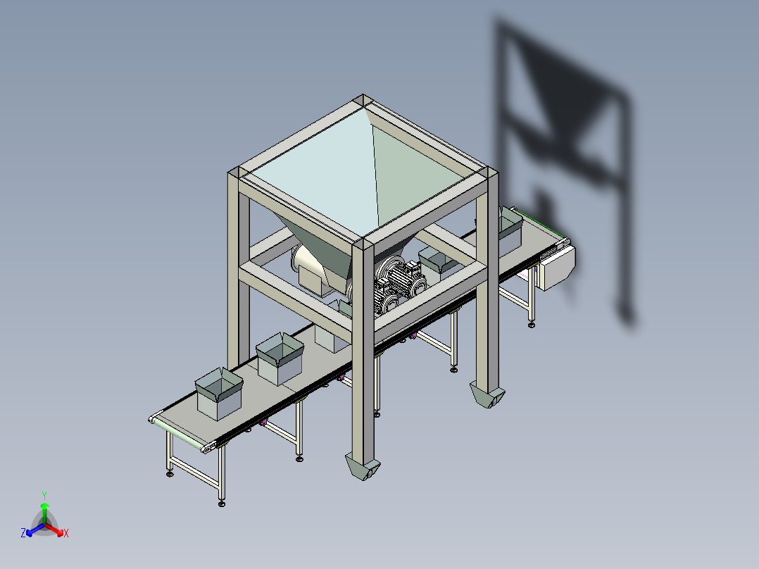 斗式给料机设计正等轴测图