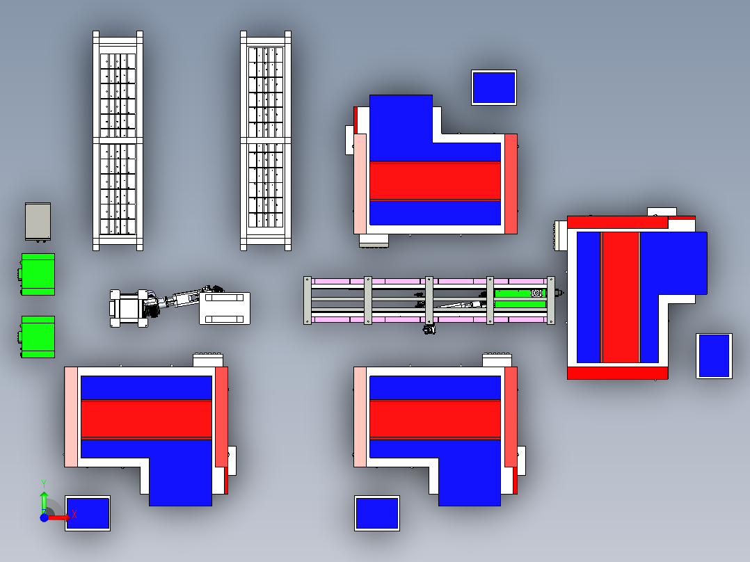 异形件加工自动上下料方案前视图