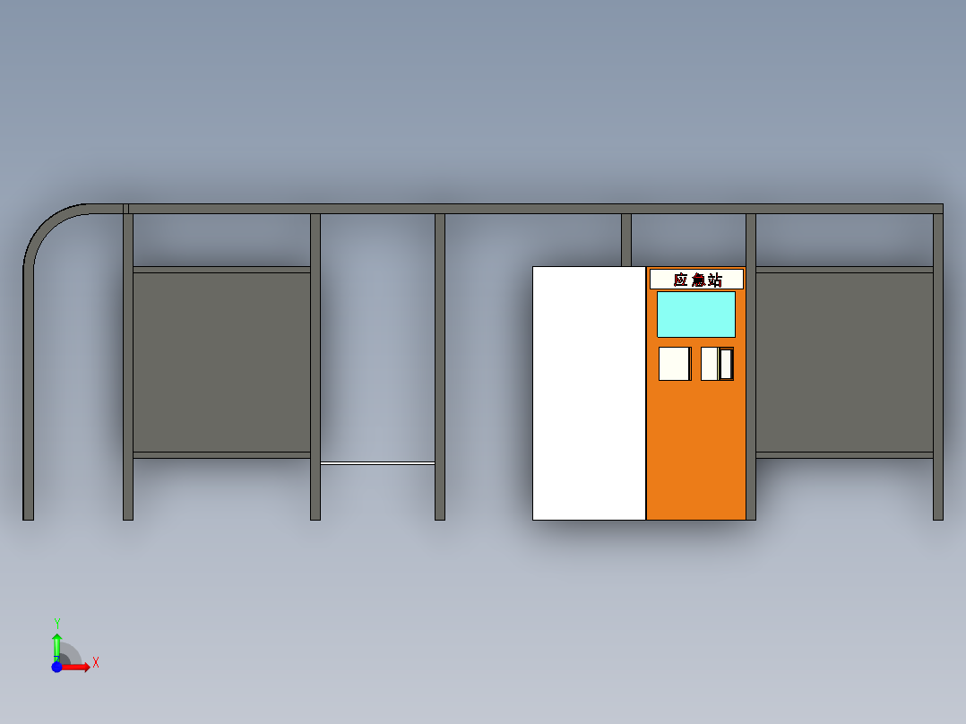 公交车站+应急站无人售卖机概念模型前视图