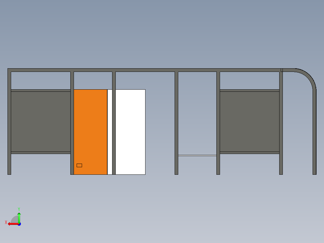 公交车站+应急站无人售卖机概念模型后视图