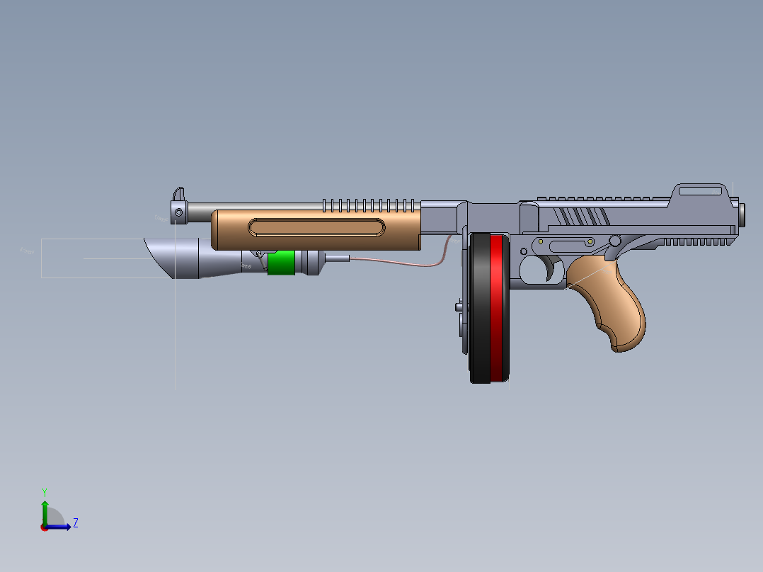 solidworks 汤普森机枪左视图