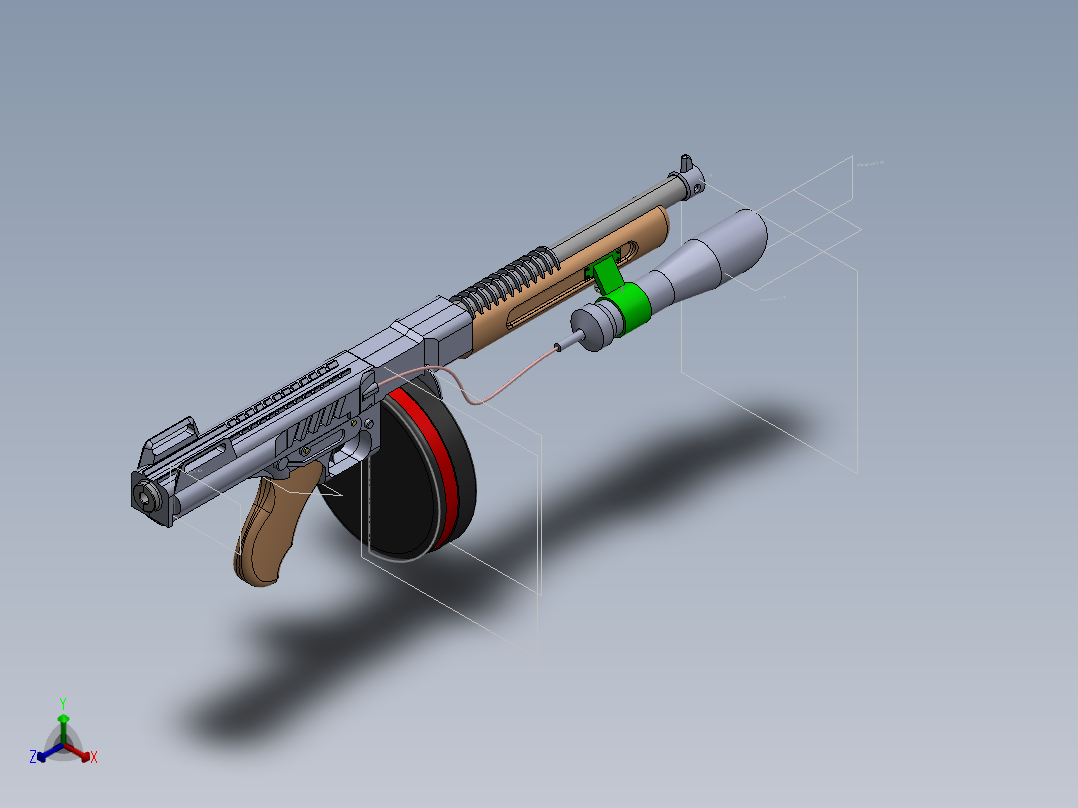 solidworks 汤普森机枪正等轴测图