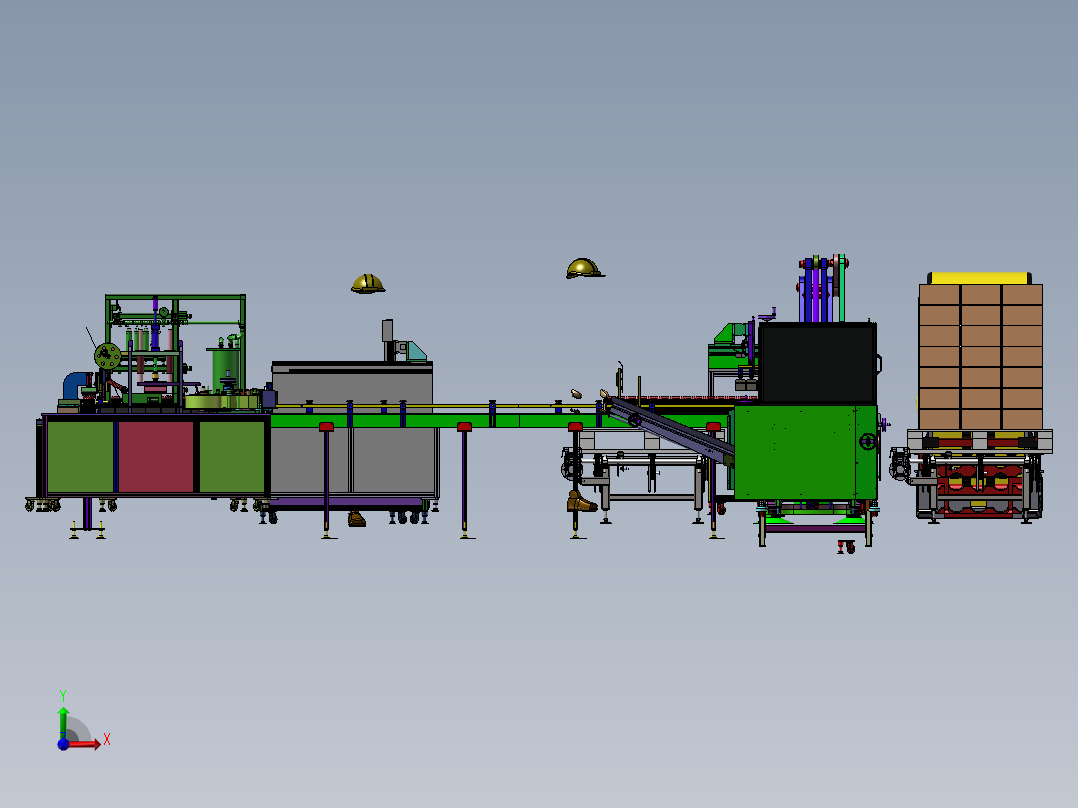 G07-全自动排瓶灌酸灌装自动封口自动贴标签自动折纸箱封纸箱自动搬运码垛流水线