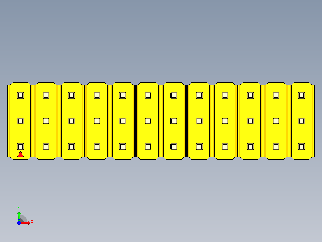 彩色公头100mil（2.54mm）系列-DS1021_yellow_3x12p_100mil_Type5_rev1.0前视图