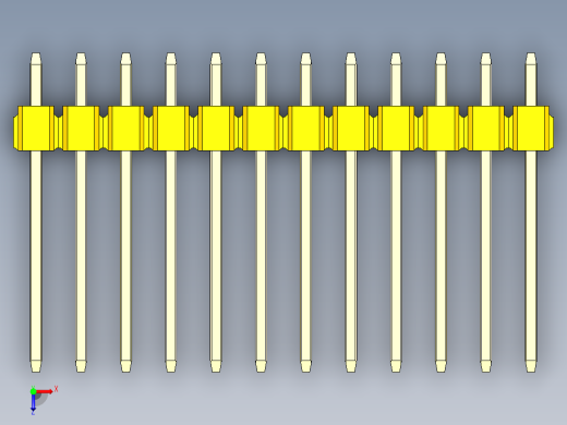 彩色公头100mil（2.54mm）系列-DS1021_yellow_3x12p_100mil_Type5_rev1.0俯视缩略图