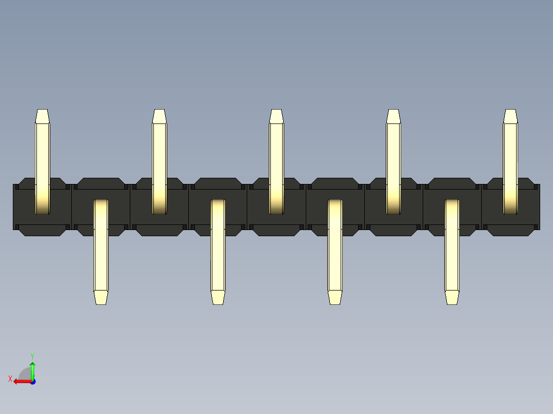 彩色公排针 100mil 2.54mm 系列-DS1022_black_09p_100mil_Type_SMT_R1_rev1.0后视图