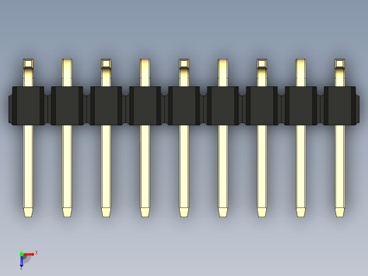 彩色公排针 100mil 2.54mm 系列-DS1022_black_09p_100mil_Type_SMT_R1_rev1.0俯视缩略图