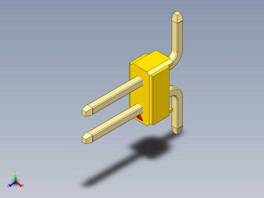 彩色公排针 100mil 2.54mm 系列-DS1022_yellow_02p_100mil_TypeSMT_rev1.0正等轴测缩略图