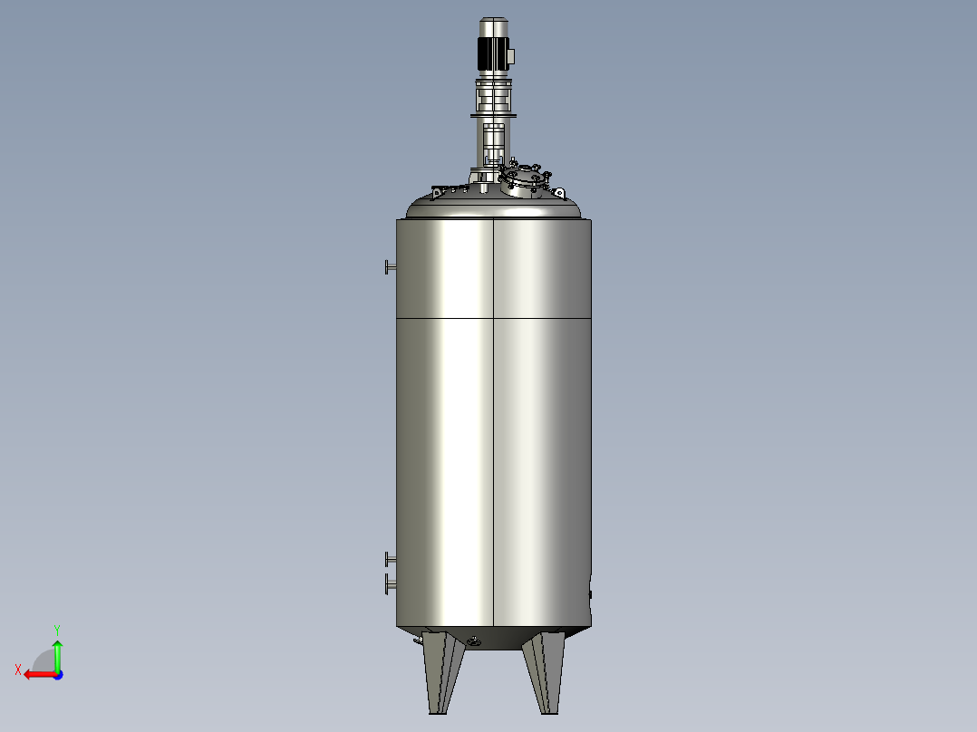 立式10立方搅拌机三维建模图纸 STEP格式后视图