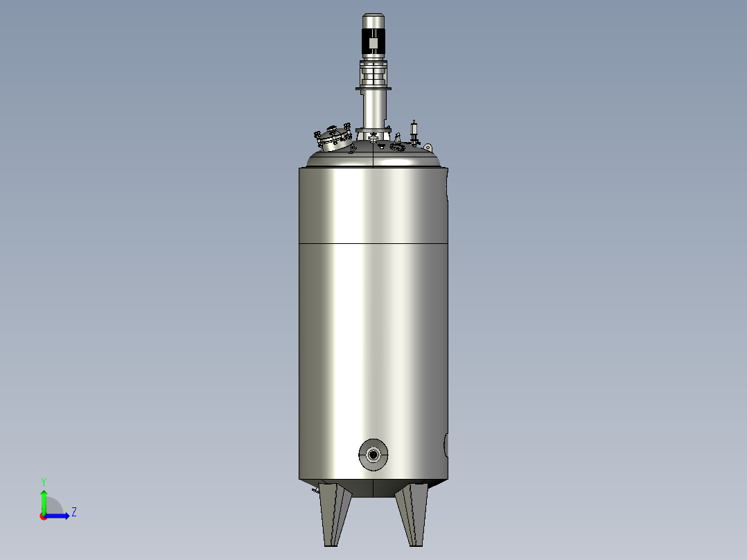 立式10立方搅拌机三维建模图纸 STEP格式左视图