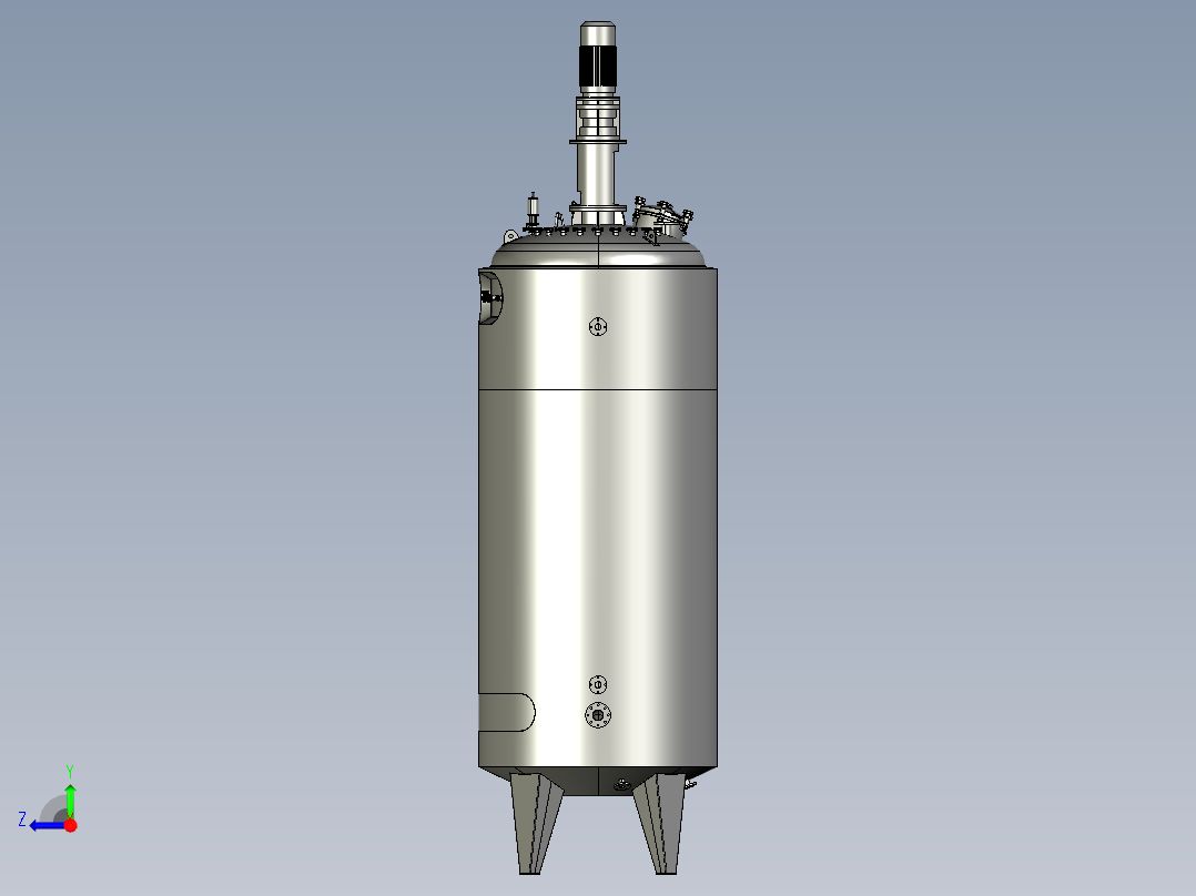 立式10立方搅拌机三维建模图纸 STEP格式右视图
