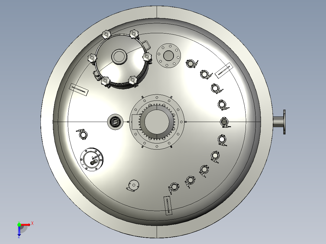 立式10立方搅拌机三维建模图纸 STEP格式俯视图