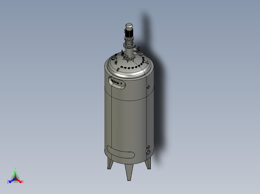 立式10立方搅拌机三维建模图纸 STEP格式正等轴测图