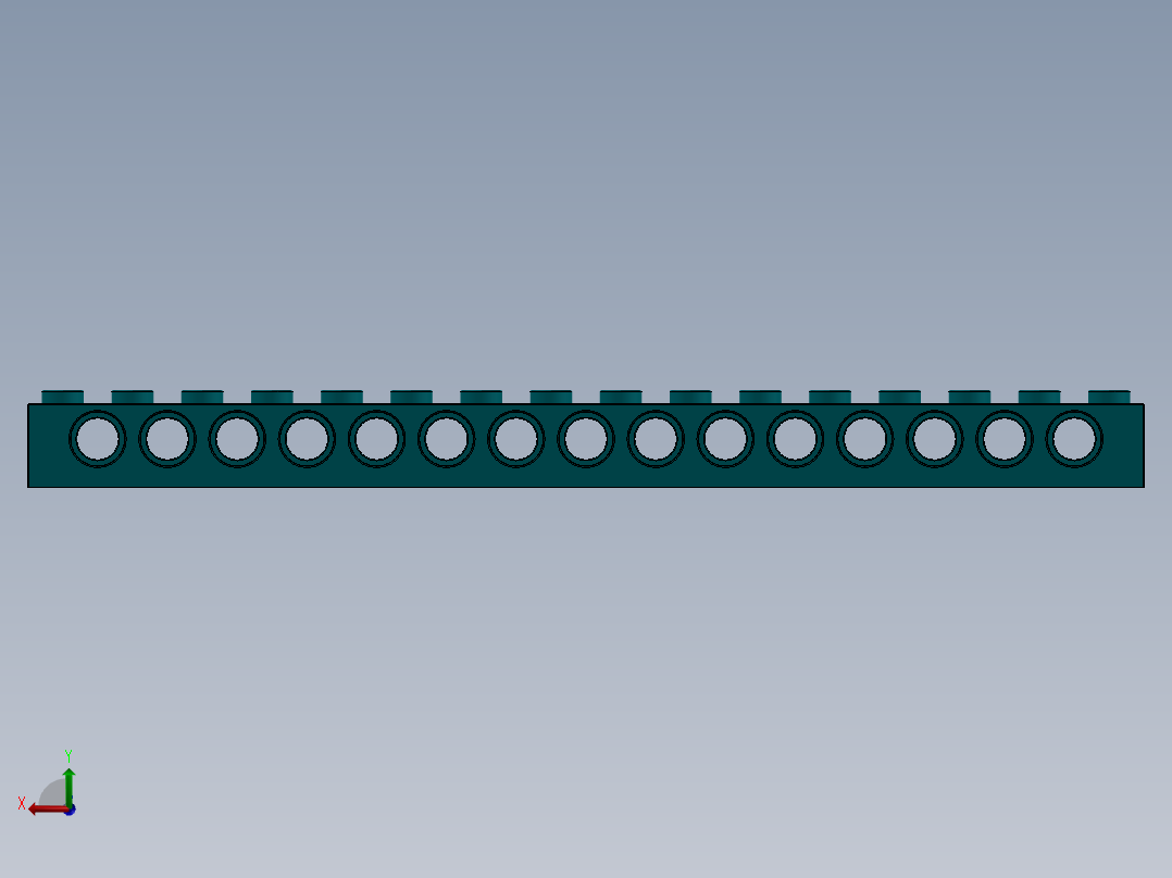 乐高机械组积木（横梁）-3703 Teal Technic Brick 1 x 16 with Holes后视图