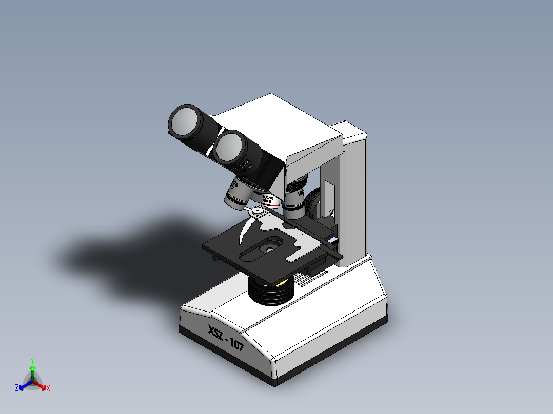 107型显微镜正等轴测图