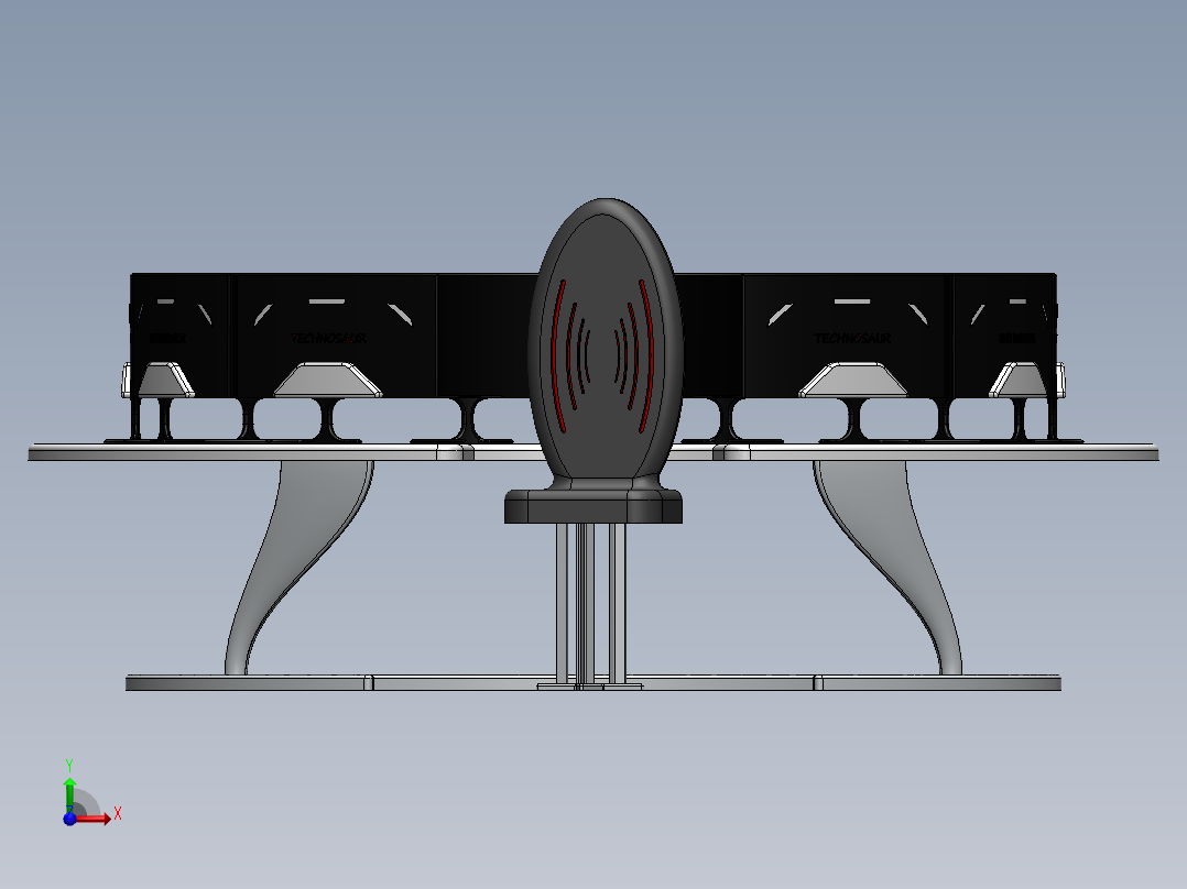 监控桌monitor-round-setup-1831-模型格式为 stp stl igs前视图