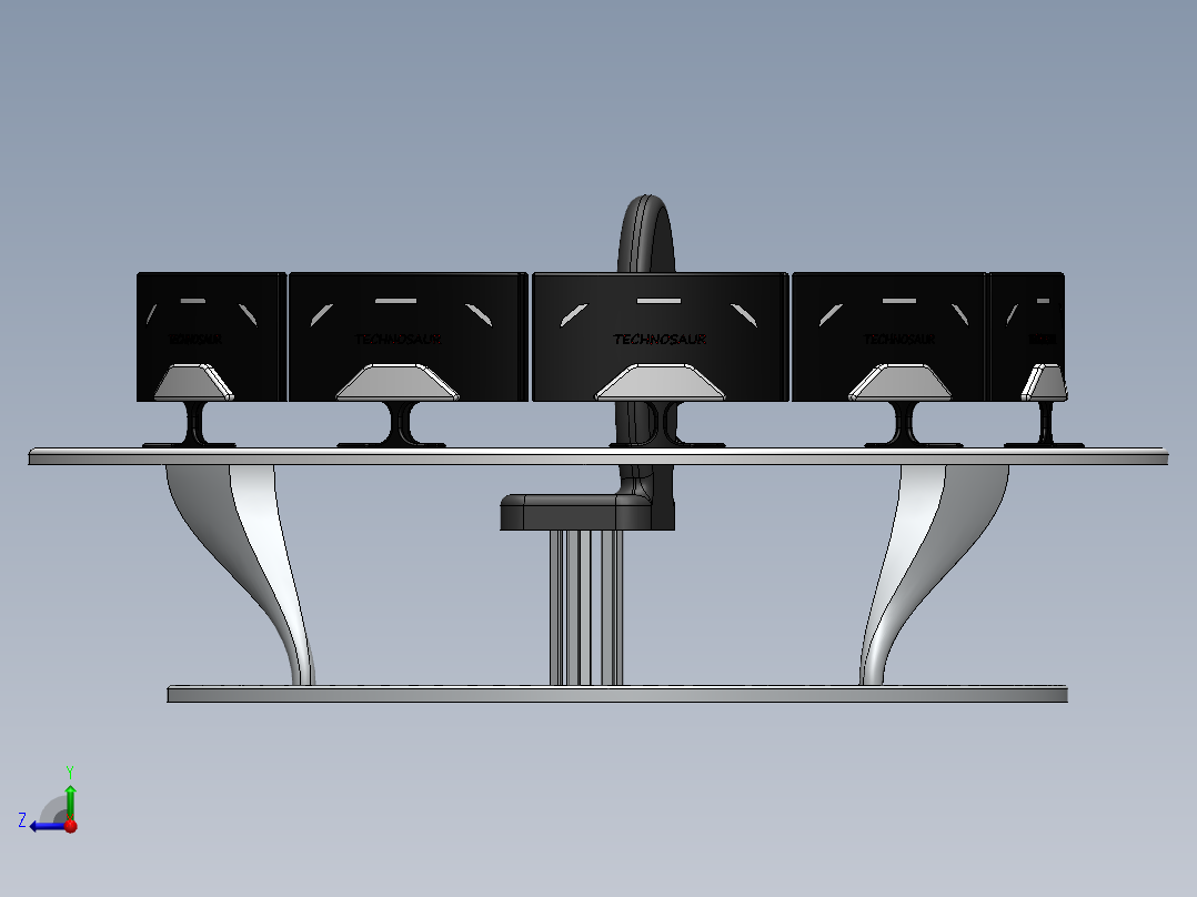 监控桌monitor-round-setup-1831-模型格式为 stp stl igs右视图