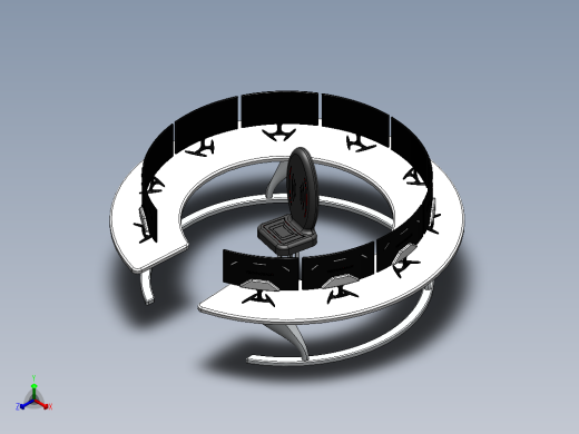监控桌monitor-round-setup-1831-模型格式为 stp stl igs正等轴测缩略图