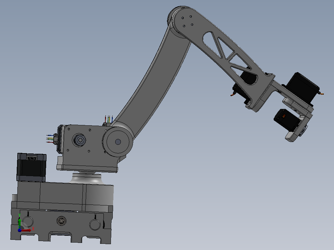 6自由度机械臂+X轴3D图纸 Solidworks设计前视图