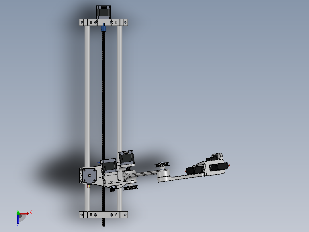 6自由度机械臂+X轴3D图纸 Solidworks设计俯视图