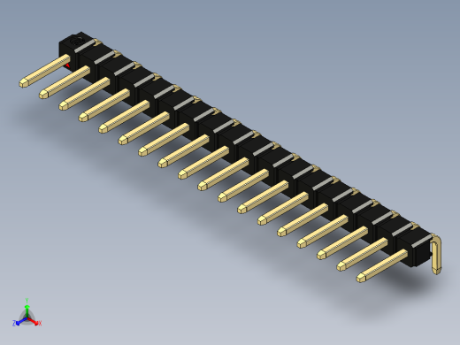彩色公排针 100mil 2.54mm 系列-DS1022_black_1x18p_100mil_TypeD_rev1.0