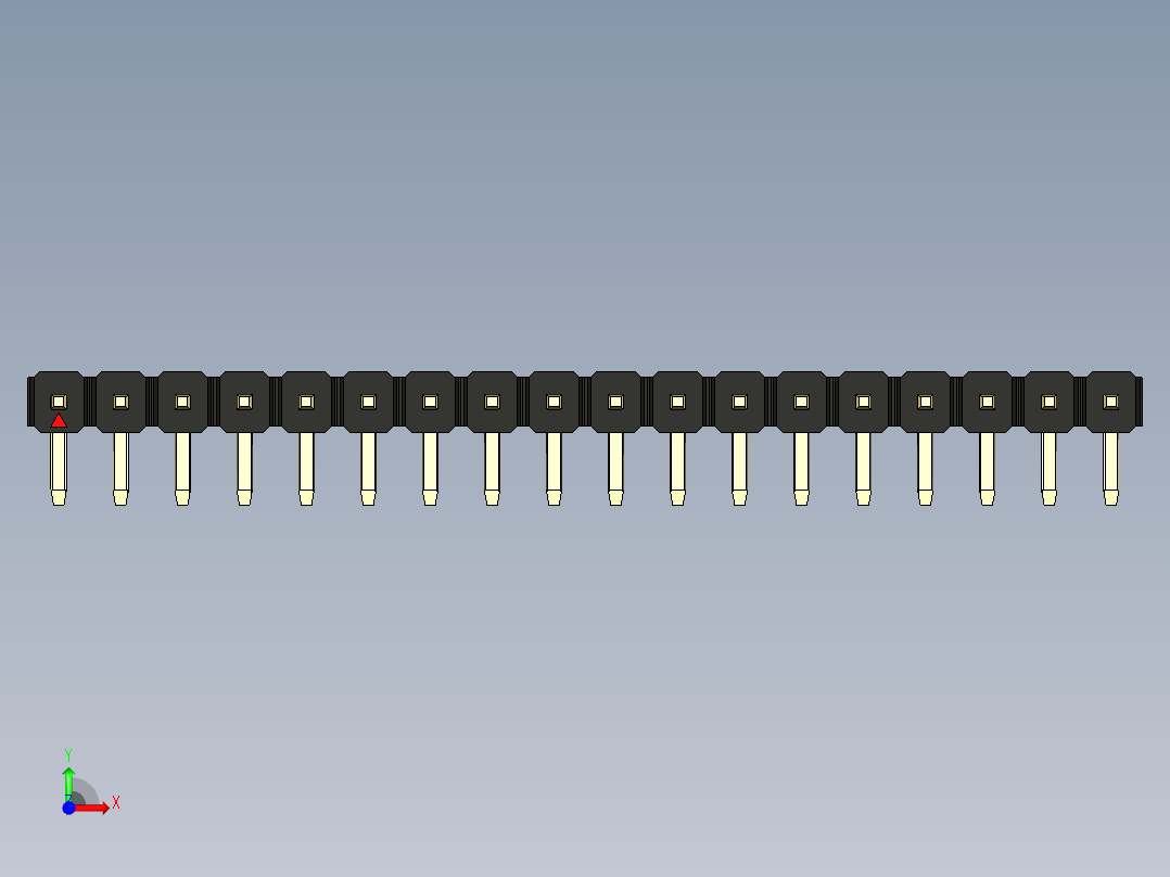 彩色公排针 100mil 2.54mm 系列-DS1022_black_1x18p_100mil_TypeD_rev1.0前视图