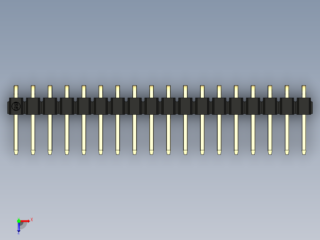 彩色公排针 100mil 2.54mm 系列-DS1022_black_1x18p_100mil_TypeD_rev1.0俯视图