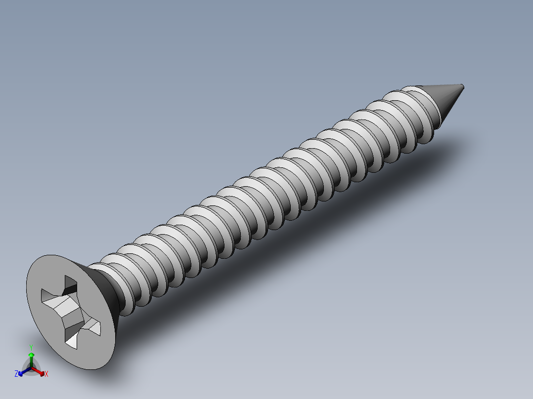 m3-13-to-40-沉头自攻螺丝-Screw M3 x 25 for Wood.SLDPRT正等轴测图