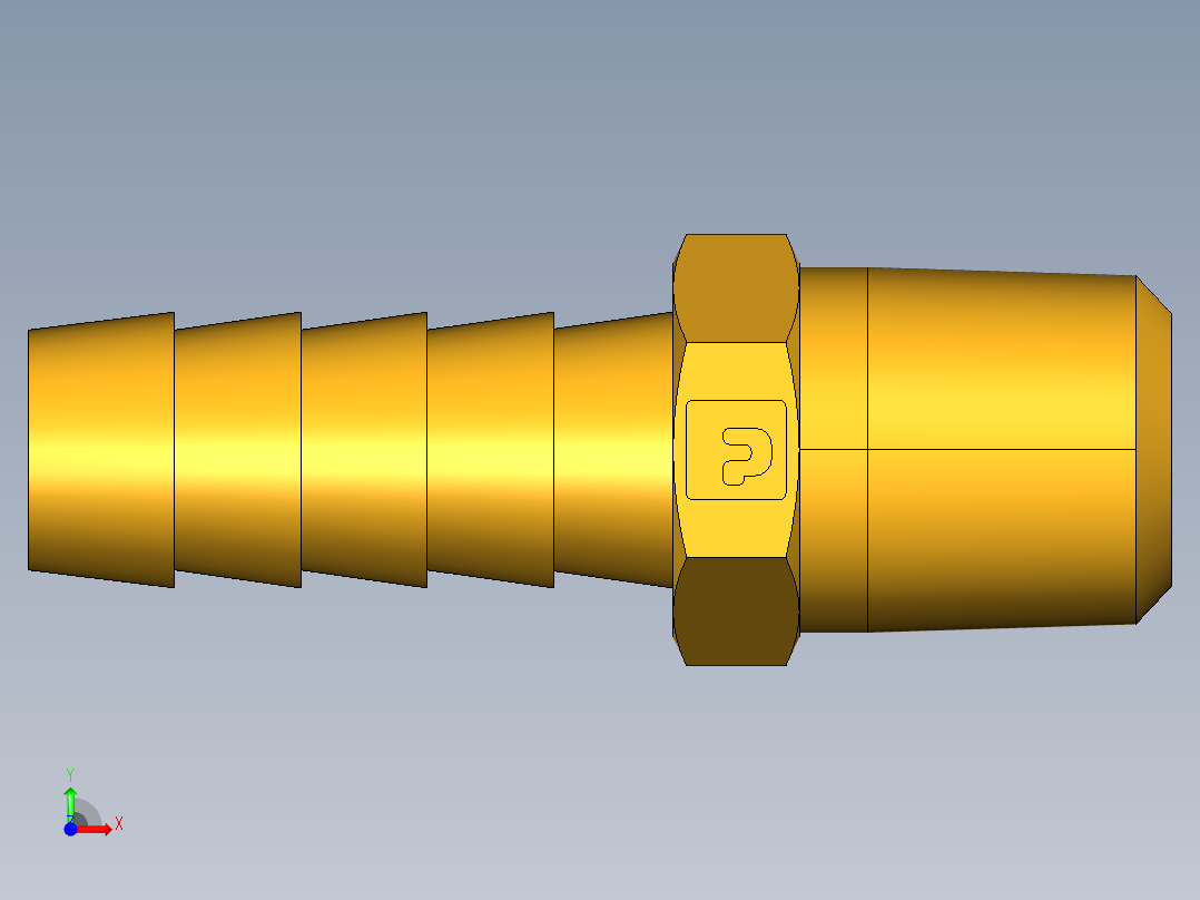 倒齿式工业管接头Hose Barb to Male Pipe 125HBL-6-4前视图