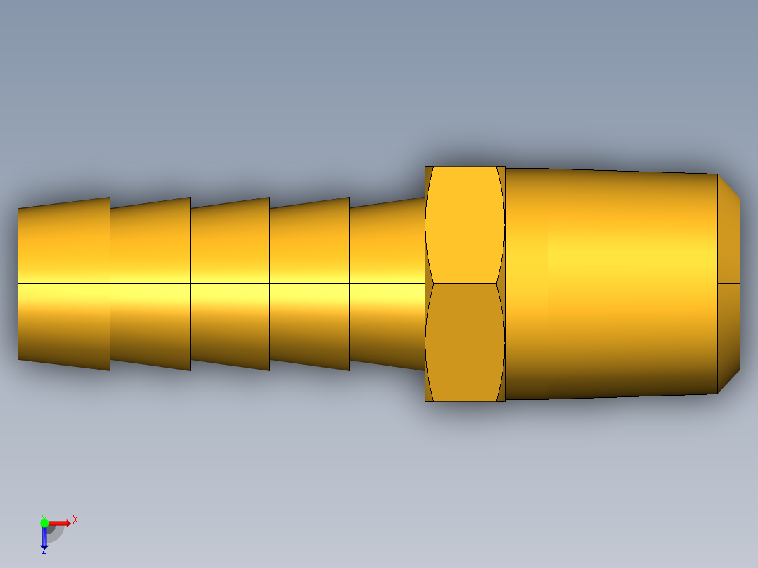 倒齿式工业管接头Hose Barb to Male Pipe 125HBL-6-4俯视图