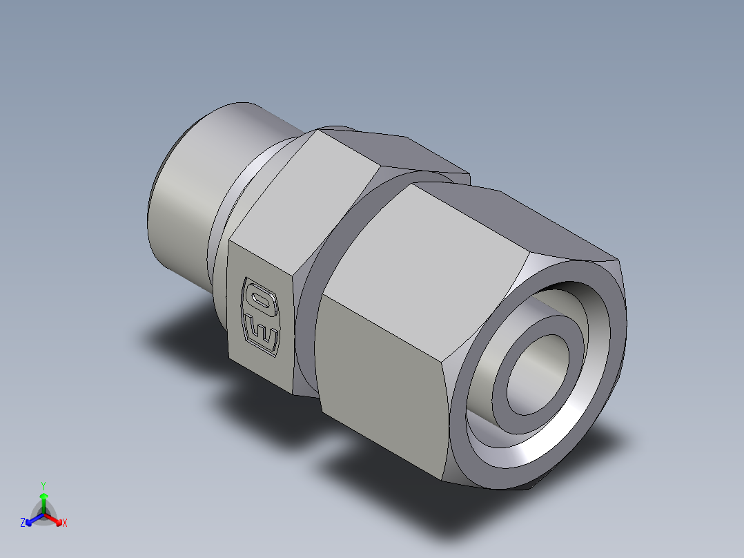 卡套式工业通用硬管接头EO_Standpipe_connector_EVGE14SMEDCF正等轴测图