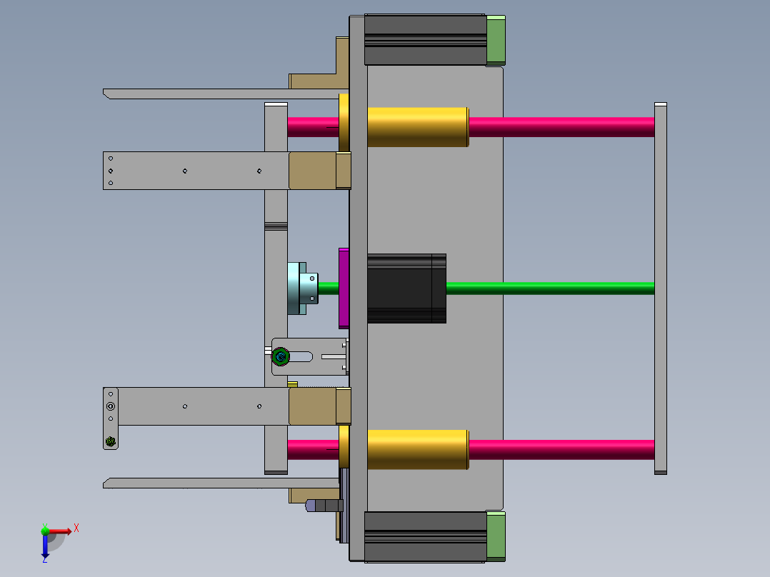 供料仓夹机构俯视图