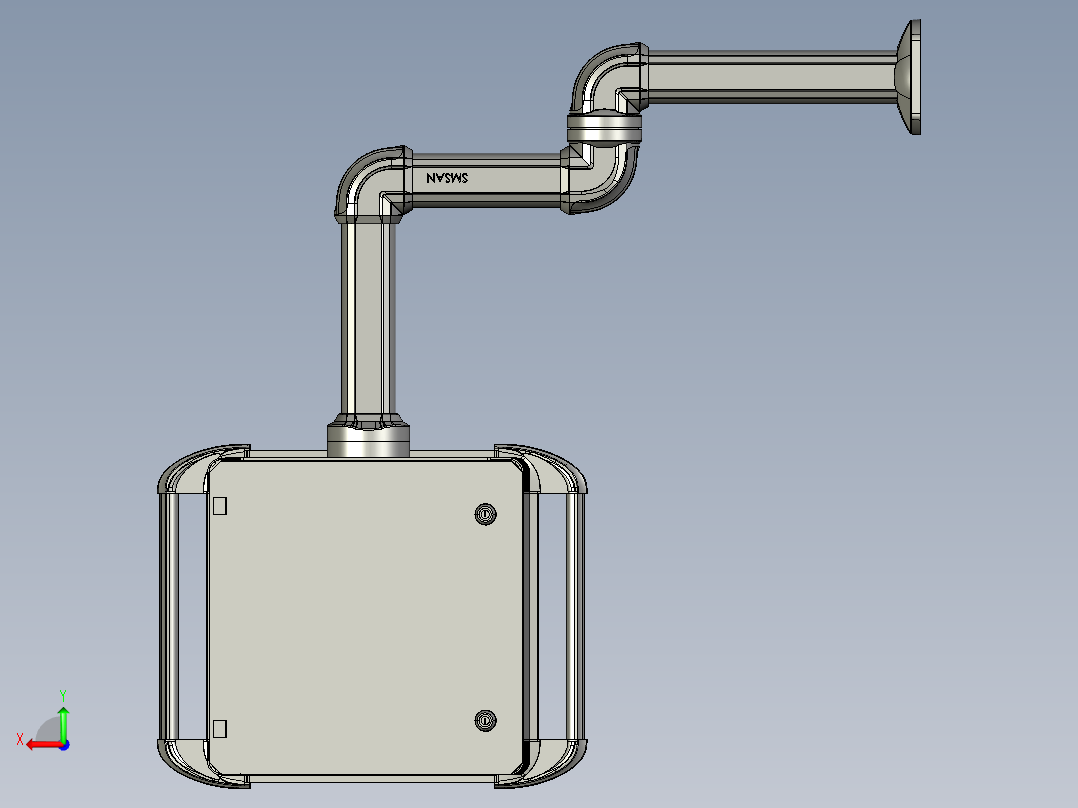 向下固定底座+中间连接器+转角+箱体连接器+控制箱后视图