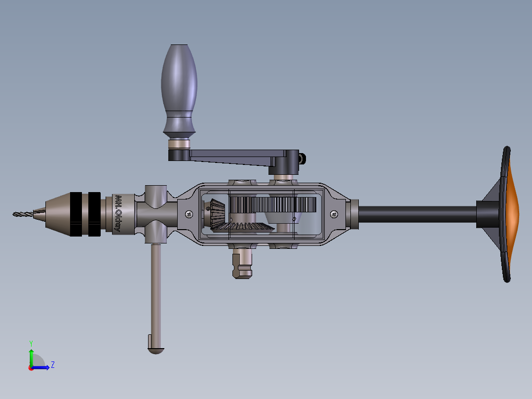 手摇钻孔机左视图