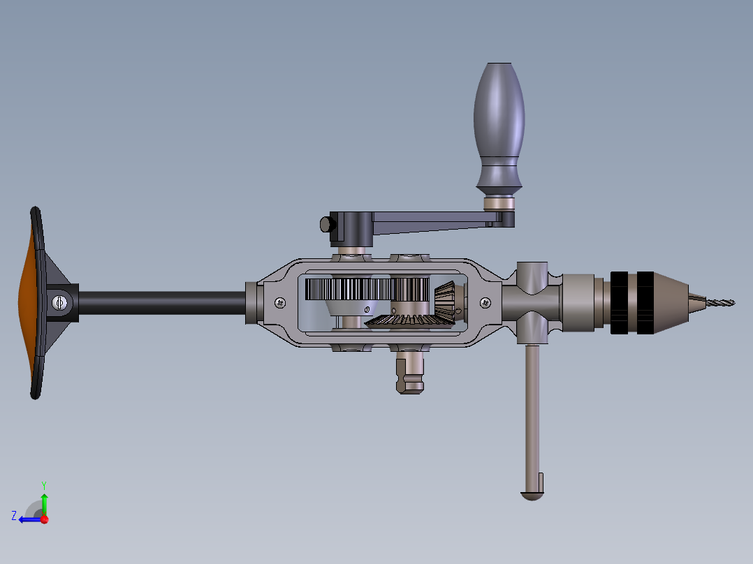 手摇钻孔机右视图