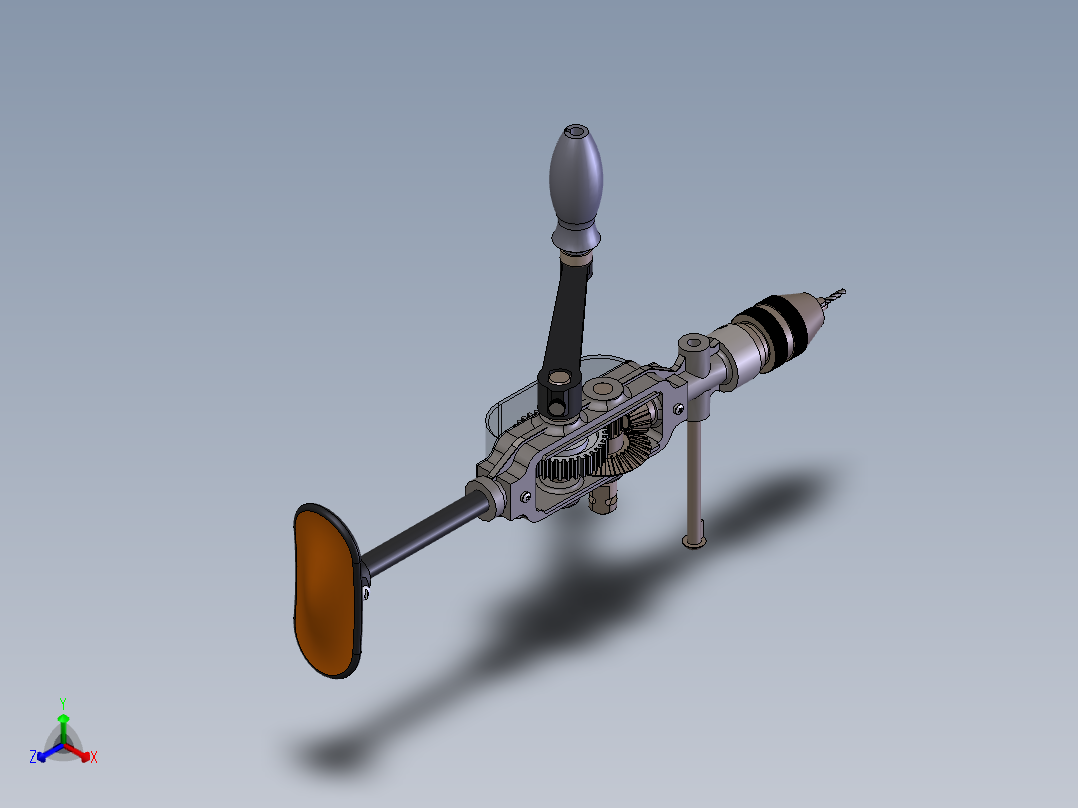 手摇钻孔机正等轴测图