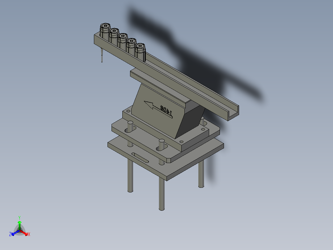 轴套组装出料导槽组件正等轴测图