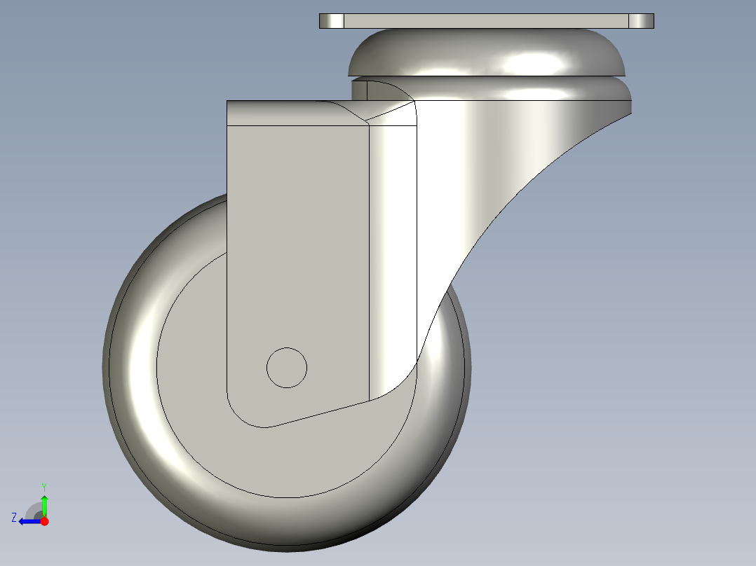 脚轮装配右视图