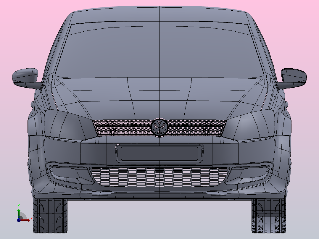 轿车外形3D图纸 Solidworks设计前视图