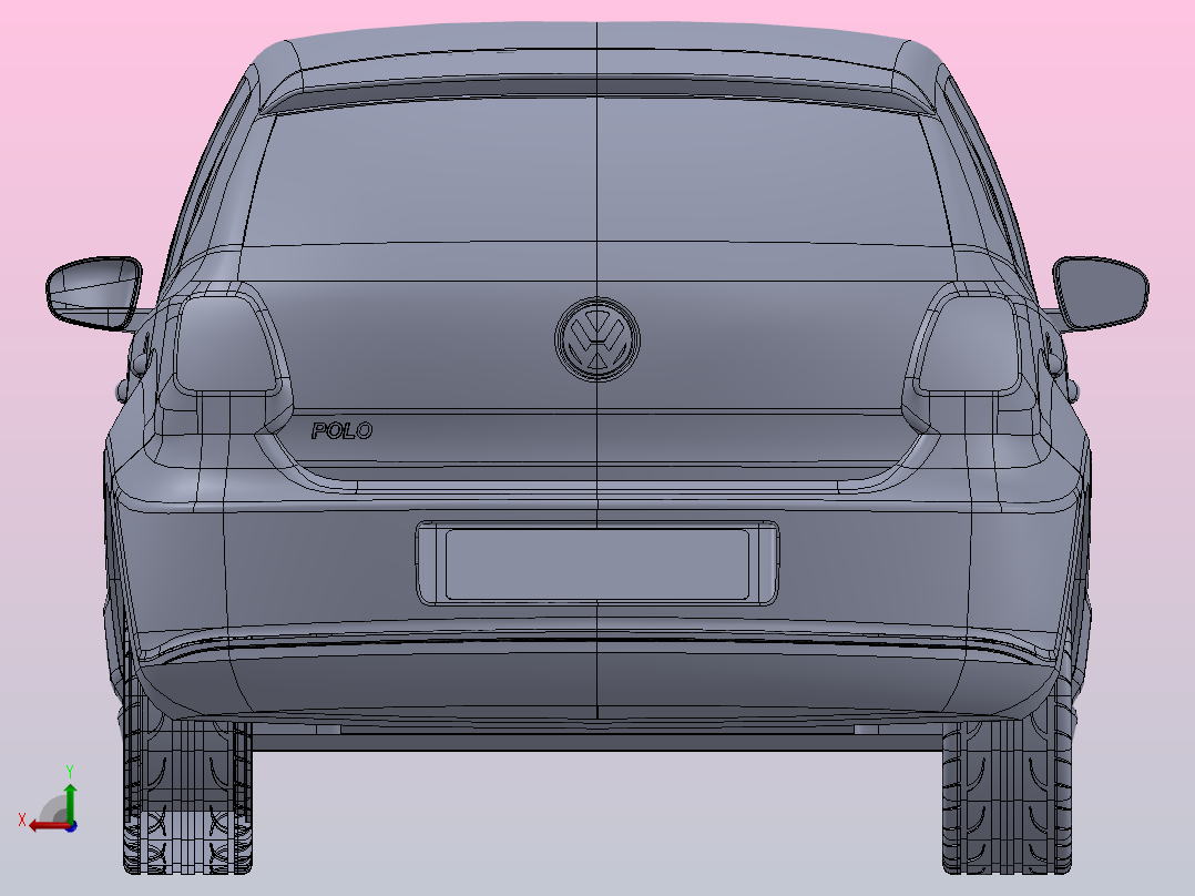 轿车外形3D图纸 Solidworks设计后视图