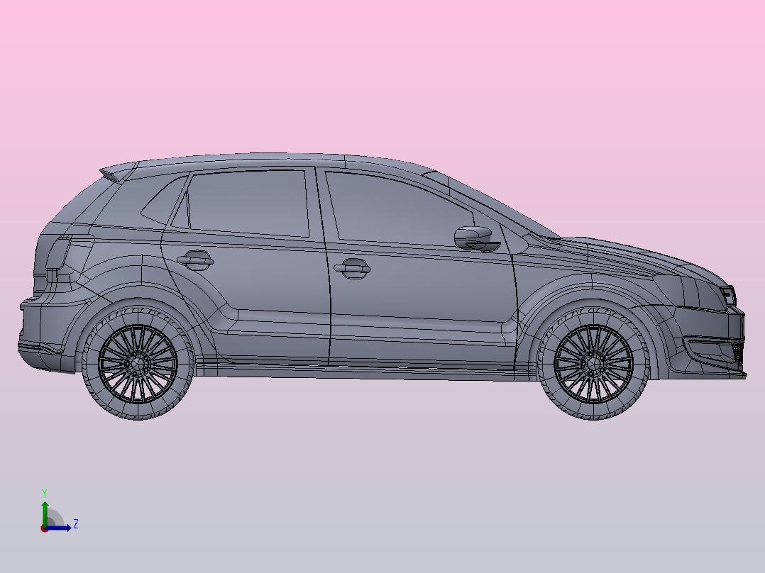 轿车外形3D图纸 Solidworks设计左视图