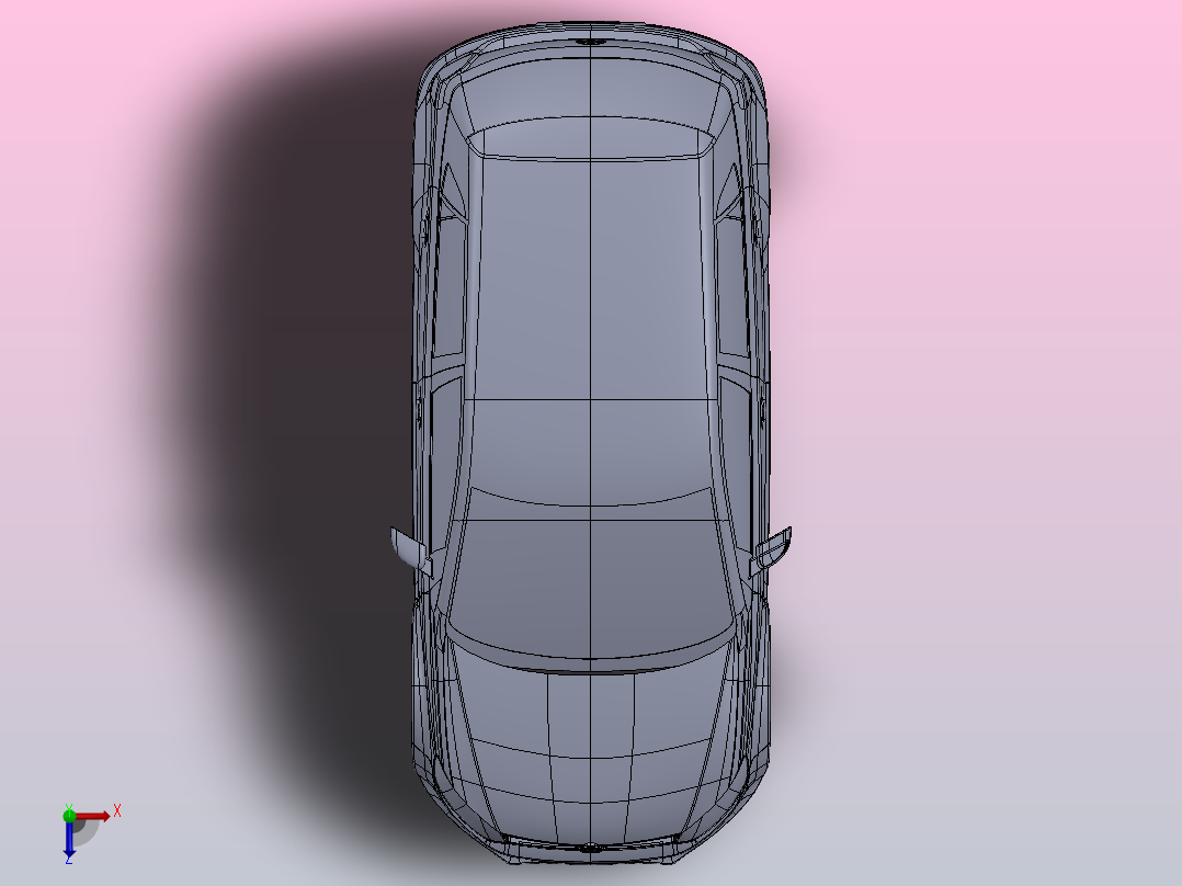 轿车外形3D图纸 Solidworks设计俯视图