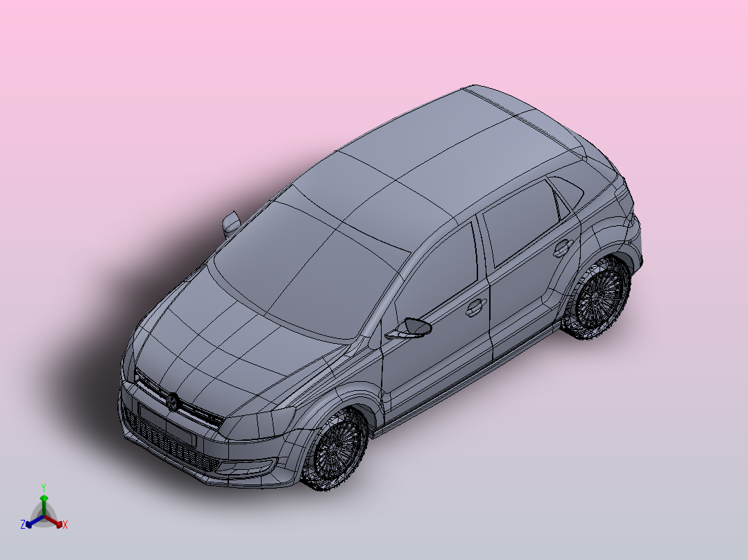 轿车外形3D图纸 Solidworks设计正等轴测图