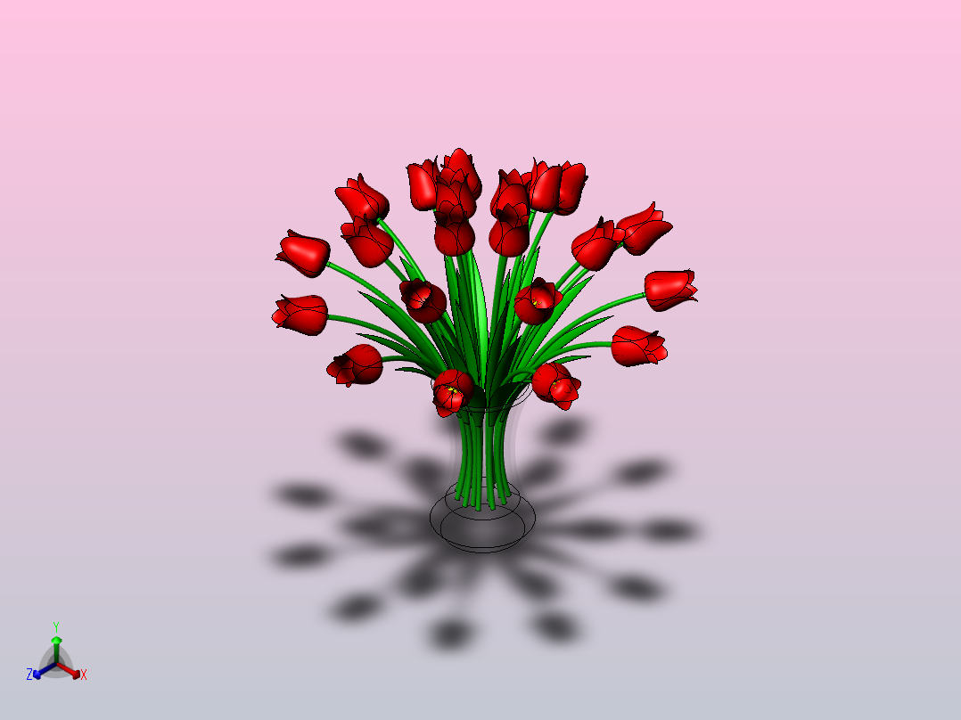 郁金香花瓶正等轴测图