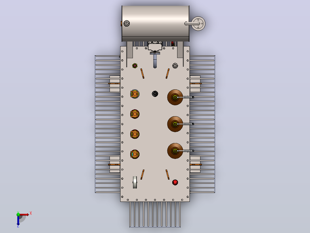 无保温箱的变压器箱3D数模图纸 Solidworks设计俯视图
